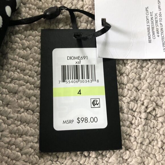 DKNY Fluttered Swimsuit Womens Black White Polka Dot Size 4 One Piece Ruffle - Picture 5 of 8